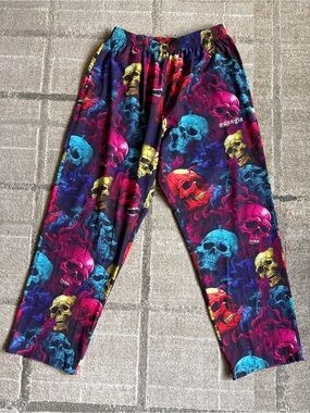 YoungLA 217 Multicolor “Ugly Skull” Pants Joggers Size Large EUC